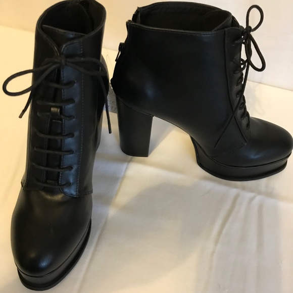 Dividend H&M Black Leather Combat Boots Size 9.5 - Picture 4 of 8
